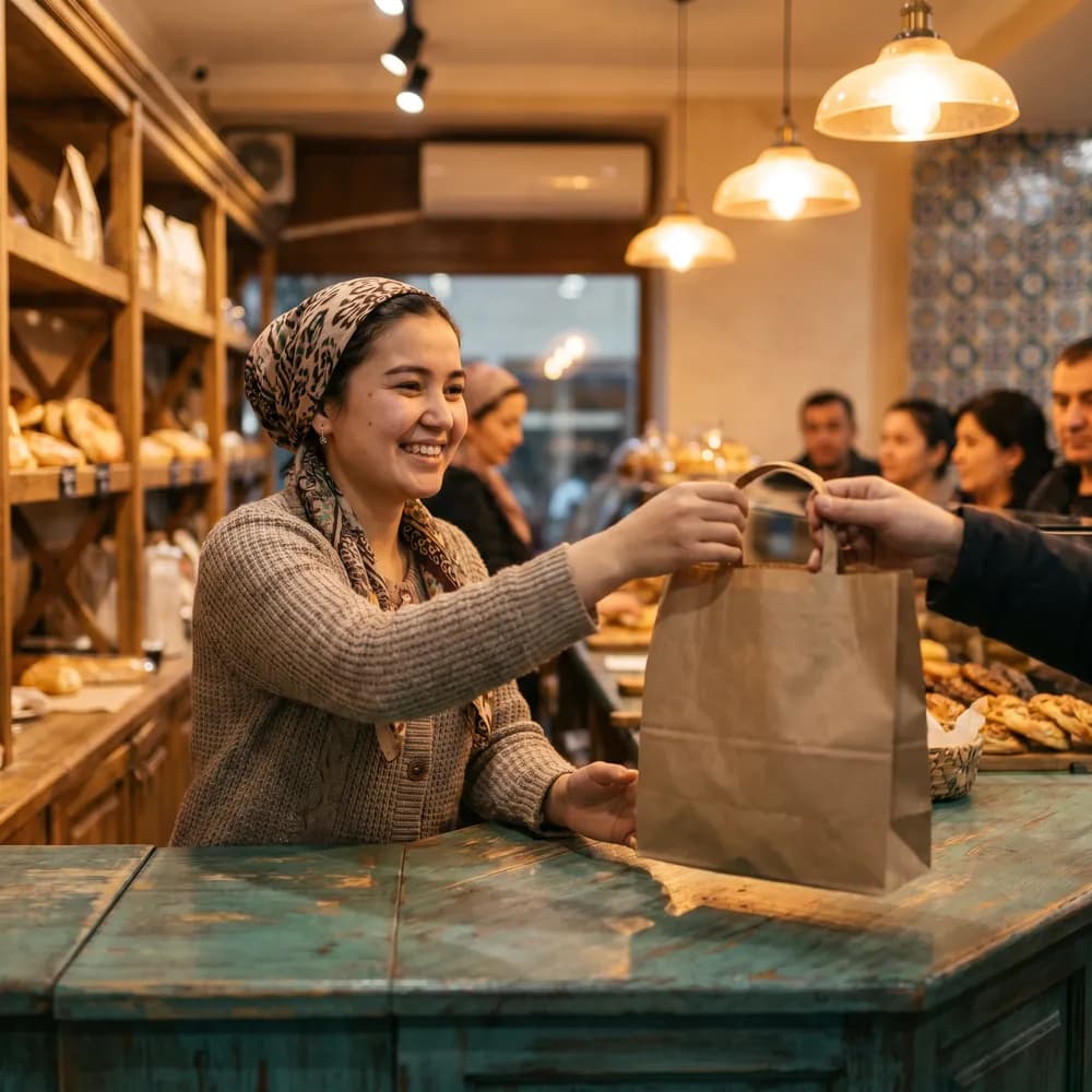 Customer receiving food